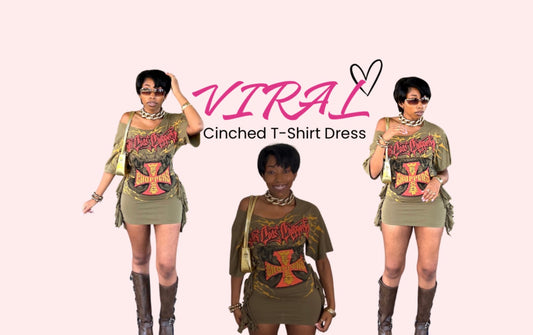 Cinched Waist T-shirt/Sweatshirt Dress